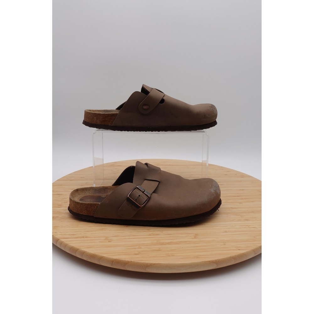 Birkenstock Boston Sandals Mens Size 8.5 Brown Leather Clog Slip On Comfort